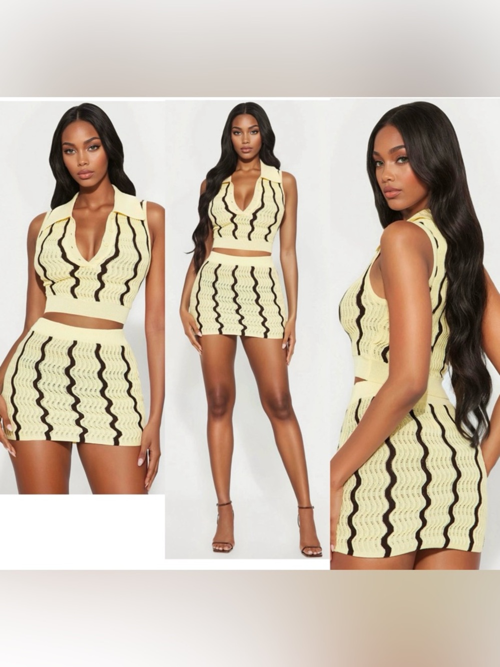 Sunset waves crochet mini skirt set (LIKE-NEW)